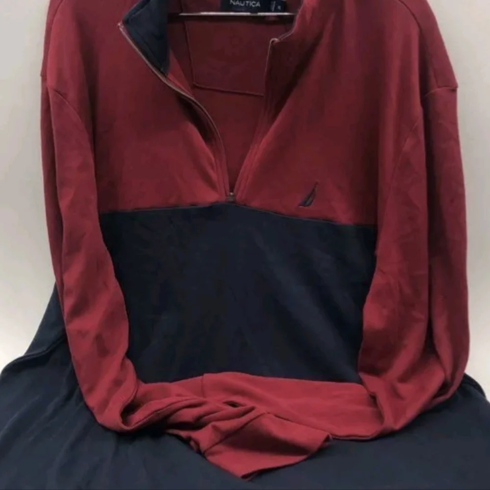 Nautica Colorblock Red and Navy Quarter-Zip Sweater - Size XL NWT MSRP $64.50 - Picture 3 of 6